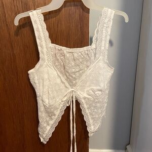 SHEIN front tie cropped shirt